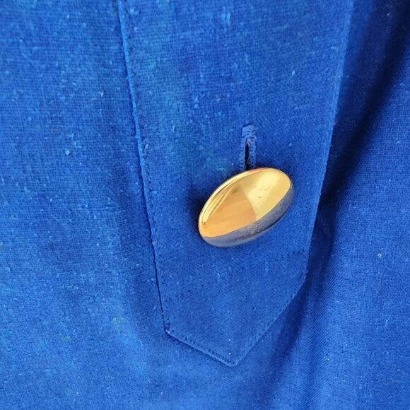 Vintage 80's Guy Laroche Paris Boutique Royal Blue Silk Sheath Dress W/Pockets - Picture 8 of 11